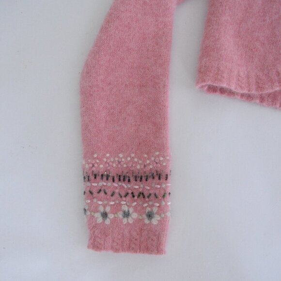 Planet Earth Pink 44% Australian Lamb Wool 34% Angora Fine Knit Crop Sweater M - Picture 8 of 12